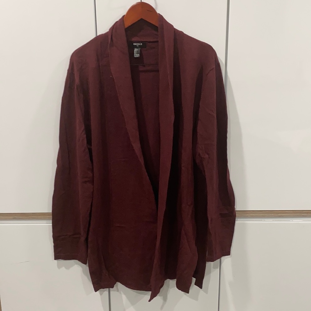 Men’s long cardigan in burgundy size LARGE